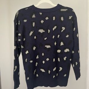 Navy Blue and Fold Cheetah Print Sweater